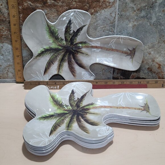Vintage Palm Tree Serving Tray Set of 8 - Picture 8 of 11